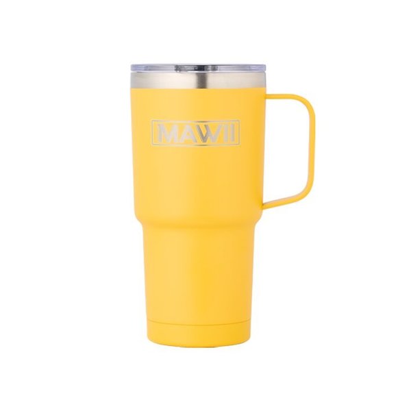 Hrnček z nehrdzavejúcej ocele s uchom, 600 ml, žltý