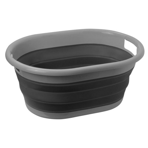 Skladacia umývacia misa Lotus, sivá / čierna