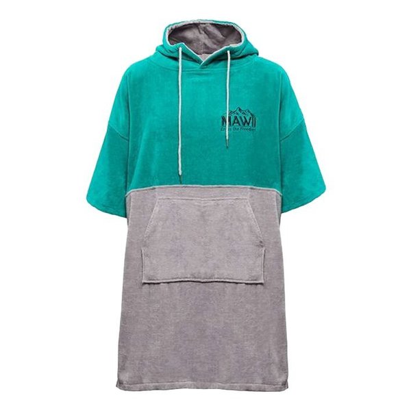 Osuška pončo, tyrkysovo-svetlosivá, XL