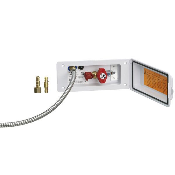 Univerzálna vonkajšia prípojka KAMA na vodu a plyn s rýchlospojkou biela