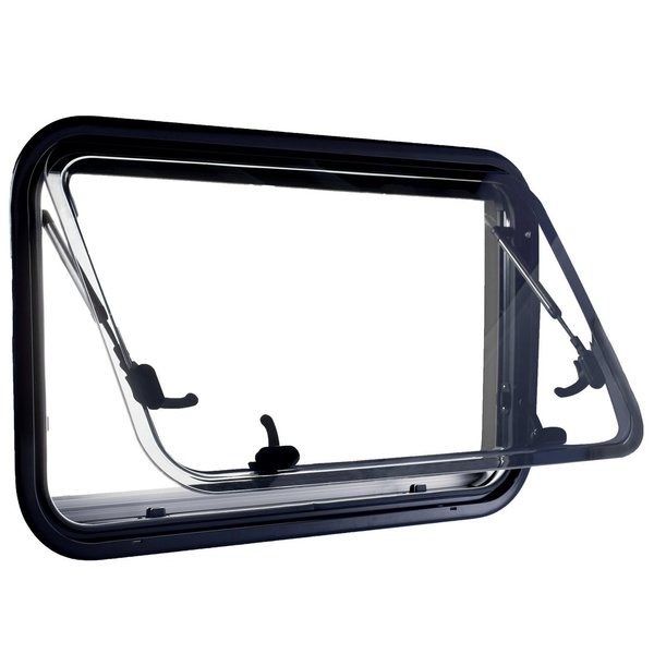 Zakrivené čierne vetracie okno