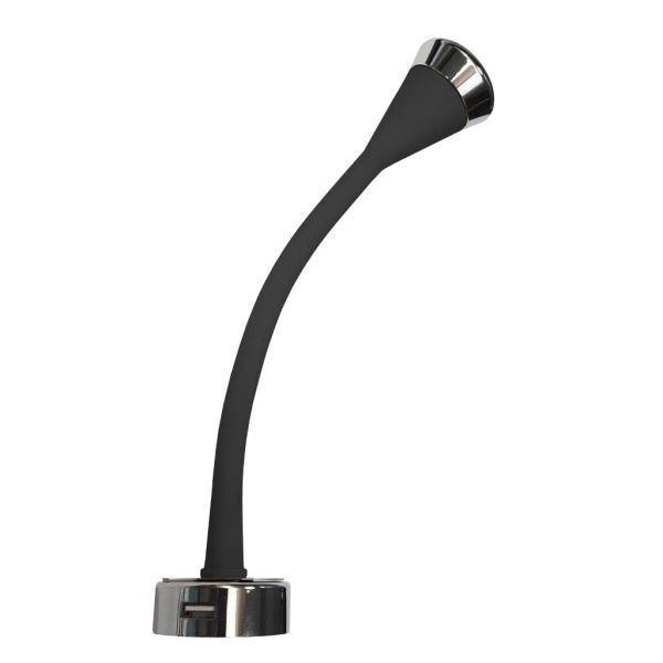 Lampa na čítanie Dimatec Flexi Soft Touch s USB čierna