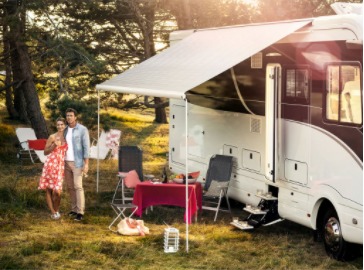 Dometic PR 2500 s motorom, biely, 5,5 x 2,75 m, sivý