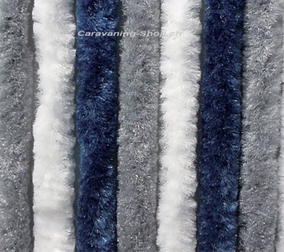 Záves do dverí karavanu 56 x 175 cm bielo-sivo-modrý